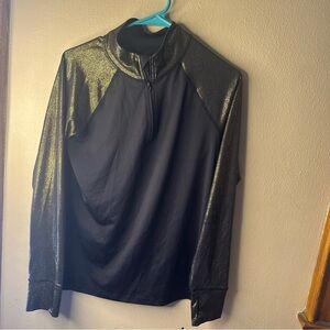 Womens Medium Material Girl Active Quarter Zip With Gold Collar And Sleeves